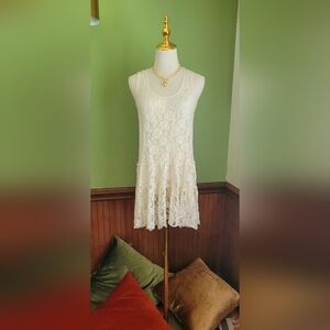 Chic FP One, Free People Lace Mini Dress in Cream